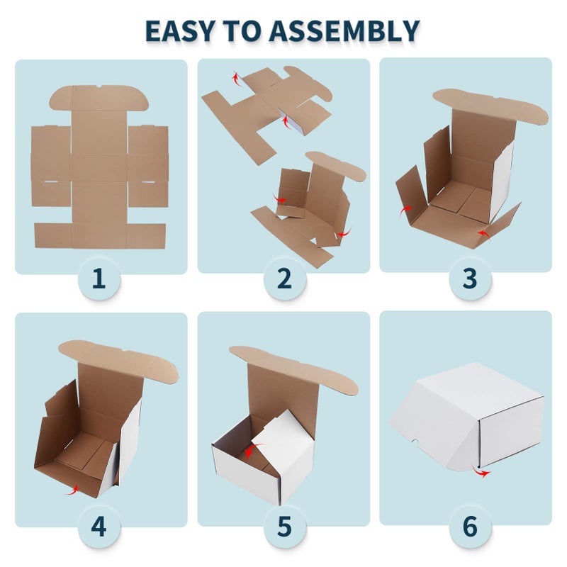 WIFTREY 6x4x4 Shipping Boxes 25 Pack for Small Business  White Small Corrugated Cardboard Boxes for Mailing  Packing  Shipping - Image 5